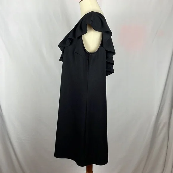 Xhilaration One Shoulder Black Side Zip Ruffle Dress - Size Large - Picture 3 of 12